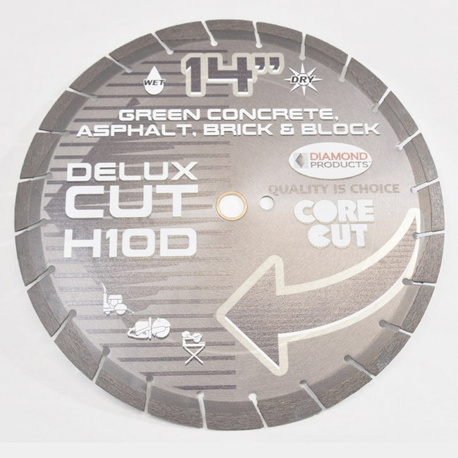 Concrete Blade - 14" x .125 x unv. Arbor High Speed H10D Delux-Cut for Green Concrete (50537)