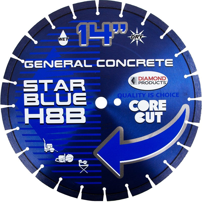 Concrete Blade 14" x .125 x Unv. Arbor High Speed H10B Star Blue G